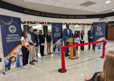 Khalid Mumin addresses audience at Keystone Oaks HS