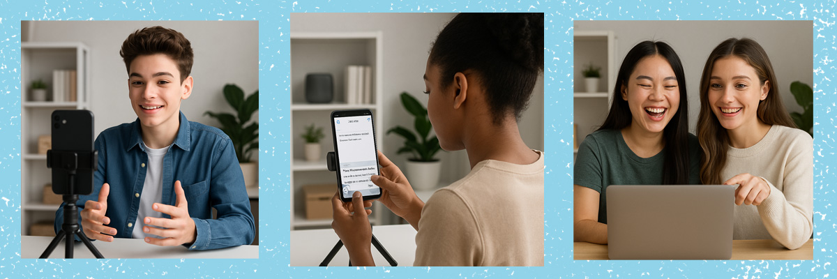 Students making social content